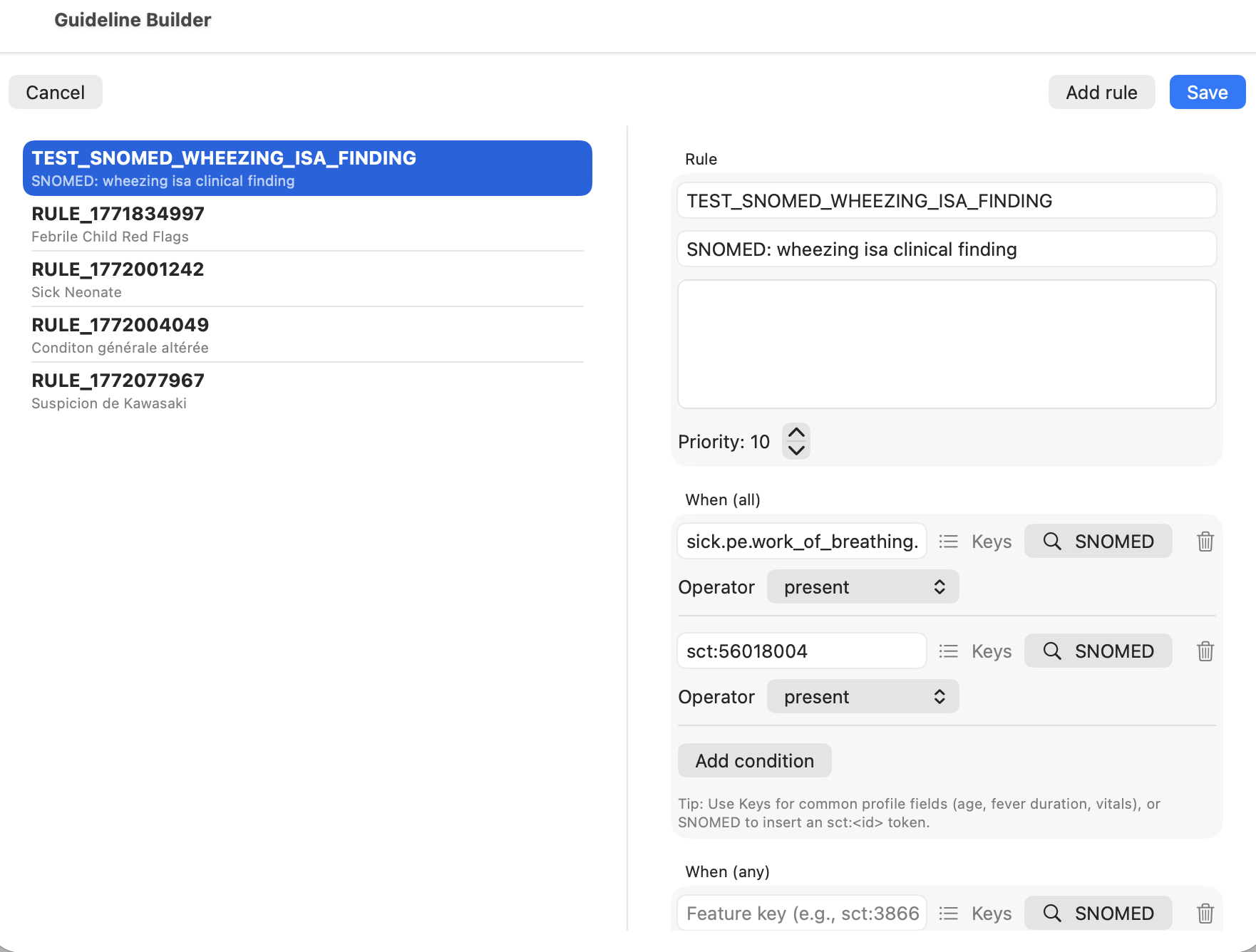 CareFlow Kids — Guideline builder