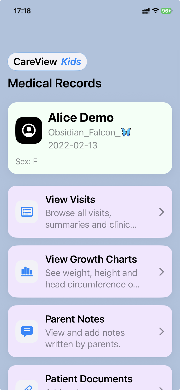 CareView Family — Patient dashboard