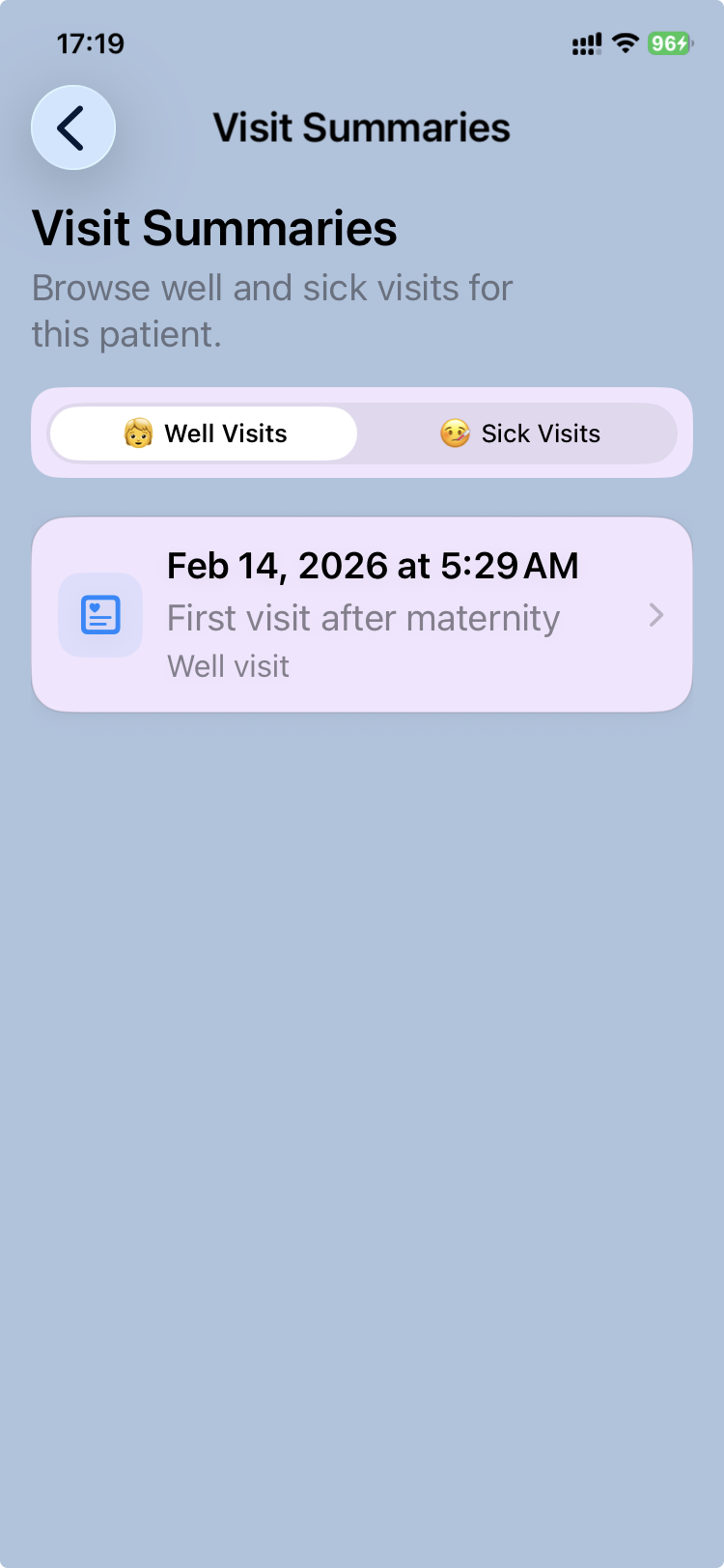 CareView Family — Visit list